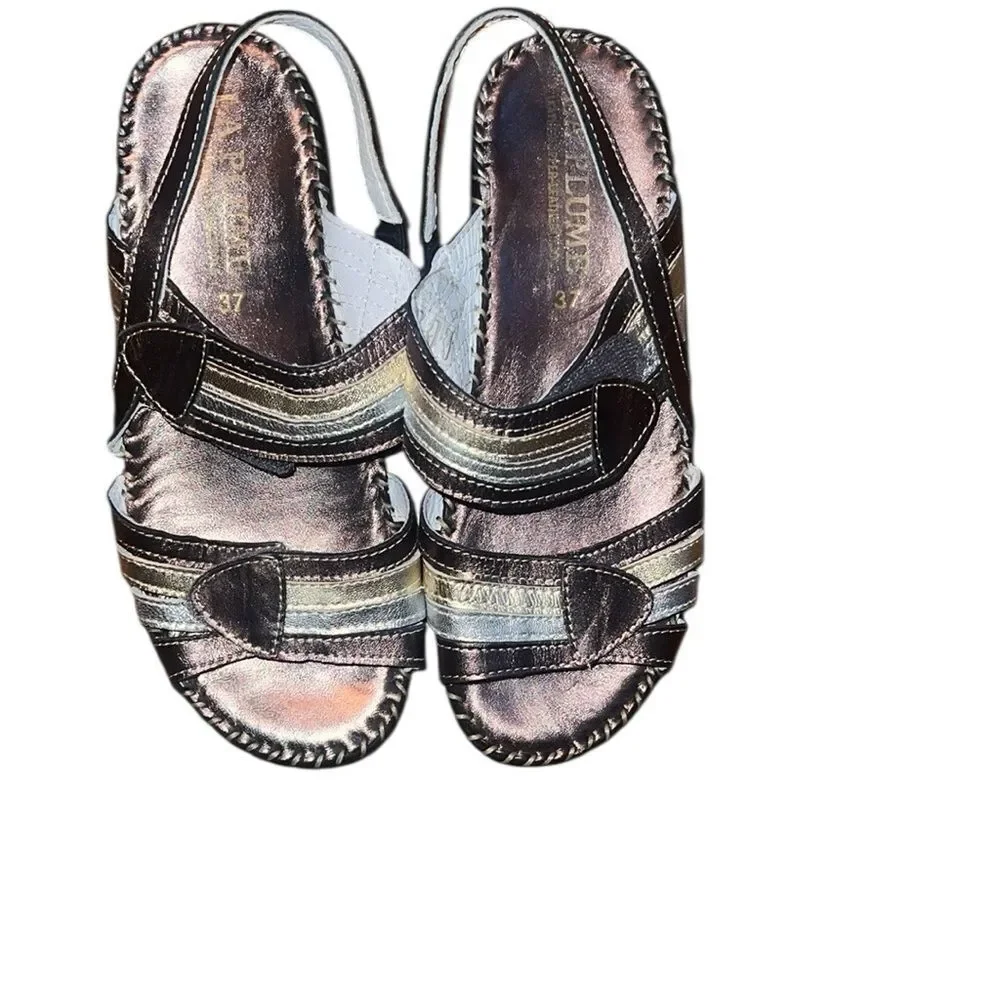 La Plume Metallic Strappy Sandals Size 37